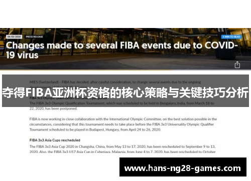 夺得FIBA亚洲杯资格的核心策略与关键技巧分析