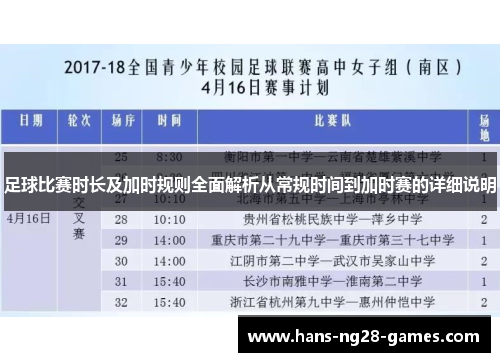 足球比赛时长及加时规则全面解析从常规时间到加时赛的详细说明